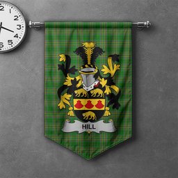 ScotsTee Shop Irish Hill Clan Coat of Arms Irish Tartan Gonfalon Flag