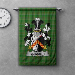ScotsTee Shop Irish McWorth or MacWorth Clan Coat of Arms Irish Tartan Gonfalon Flag
