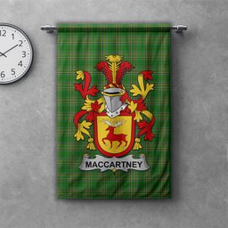 ScotsTee Shop Irish McCartney or MacCartney Clan Coat of Arms Irish Tartan Gonfalon Flag