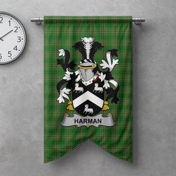 ScotsTee Shop Irish Harman Clan Coat of Arms Irish Tartan Gonfalon Flag