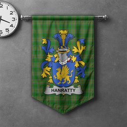ScotsTee Shop Irish Hanratty or O'Hanraghty Clan Coat of Arms Irish Tartan Gonfalon Flag