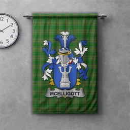 ScotsTee Shop Irish McElligott Clan Coat of Arms Irish Tartan Gonfalon Flag