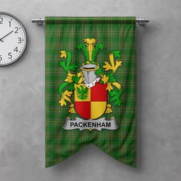 ScotsTee Shop Irish Packenham Clan Coat of Arms Irish Tartan Gonfalon Flag