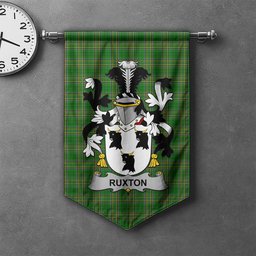 ScotsTee Shop Irish Ruxton Clan Coat of Arms Irish Tartan Gonfalon Flag
