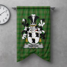 ScotsTee Shop Irish Ruxton Clan Coat of Arms Irish Tartan Gonfalon Flag