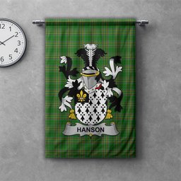 ScotsTee Shop Irish Hanson or O'Hanson Clan Coat of Arms Irish Tartan Gonfalon Flag