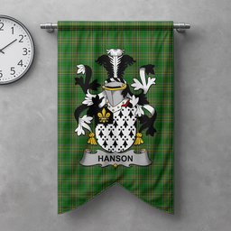 ScotsTee Shop Irish Hanson or O'Hanson Clan Coat of Arms Irish Tartan Gonfalon Flag