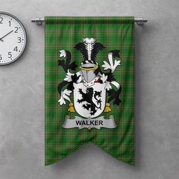 ScotsTee Shop Irish Walker Clan Coat of Arms Irish Tartan Gonfalon Flag