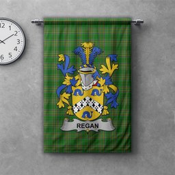 ScotsTee Shop Irish Regan or O'Regan Clan Coat of Arms Irish Tartan Gonfalon Flag