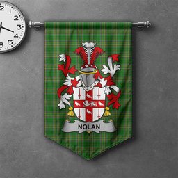 ScotsTee Shop Irish Nolan or O'Nowlan Clan Coat of Arms Irish Tartan Gonfalon Flag