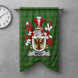 ScotsTee Shop Irish Reidy or O'Reidy Clan Coat of Arms Irish Tartan Gonfalon Flag