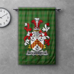ScotsTee Shop Irish Wolverston Clan Coat of Arms Irish Tartan Gonfalon Flag