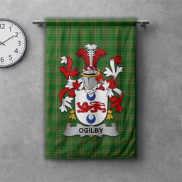 ScotsTee Shop Irish Ogilby Clan Coat of Arms Irish Tartan Gonfalon Flag