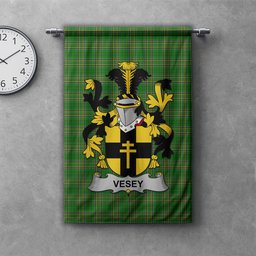 ScotsTee Shop Irish Vesey Clan Coat of Arms Irish Tartan Gonfalon Flag