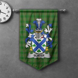 ScotsTee Shop Irish Slater or Slator Clan Coat of Arms Irish Tartan Gonfalon Flag