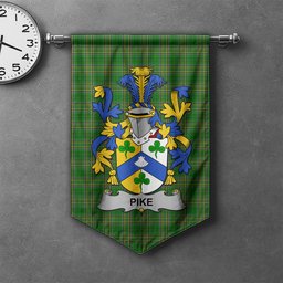 ScotsTee Shop Irish Pike Clan Coat of Arms Irish Tartan Gonfalon Flag