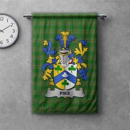 ScotsTee Shop Irish Pike Clan Coat of Arms Irish Tartan Gonfalon Flag