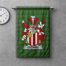 ScotsTee Shop Irish Ruthven Clan Coat of Arms Irish Tartan Gonfalon Flag