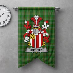 ScotsTee Shop Irish Ruthven Clan Coat of Arms Irish Tartan Gonfalon Flag
