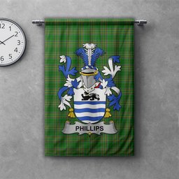 ScotsTee Shop Irish Phillips Clan Coat of Arms Irish Tartan Gonfalon Flag