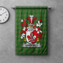 ScotsTee Shop Irish Sarsfield Clan Coat of Arms Irish Tartan Gonfalon Flag
