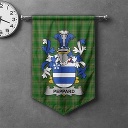 ScotsTee Shop Irish Peppard Clan Coat of Arms Irish Tartan Gonfalon Flag