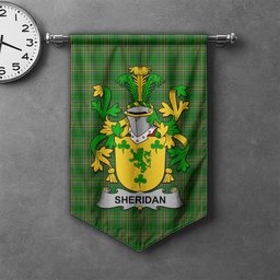 ScotsTee Shop Irish Sheridan Clan Coat of Arms Irish Tartan Gonfalon Flag