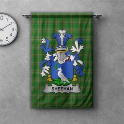 ScotsTee Shop Irish Sheehan or O'Sheehan Clan Coat of Arms Irish Tartan Gonfalon Flag
