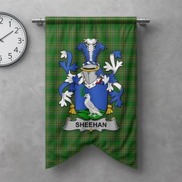 ScotsTee Shop Irish Sheehan or O'Sheehan Clan Coat of Arms Irish Tartan Gonfalon Flag