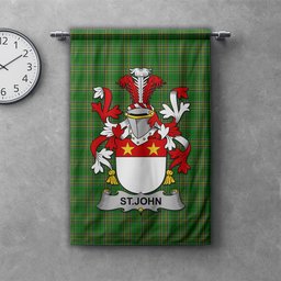 ScotsTee Shop Irish St.John Clan Coat of Arms Irish Tartan Gonfalon Flag