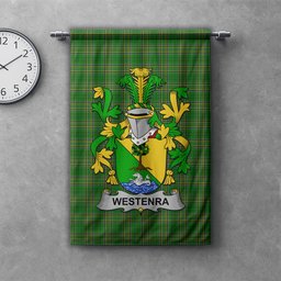 ScotsTee Shop Irish Westenra Clan Coat of Arms Irish Tartan Gonfalon Flag