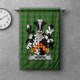 ScotsTee Shop Irish Worth or McWorth Clan Coat of Arms Irish Tartan Gonfalon Flag