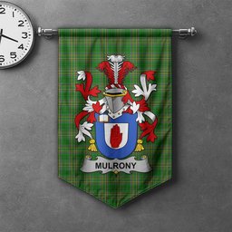ScotsTee Shop Irish Mulrony or O'Mulroney Clan Coat of Arms Irish Tartan Gonfalon Flag