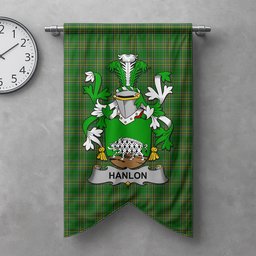 ScotsTee Shop Irish Hanlon or O'Hanlon Clan Coat of Arms Irish Tartan Gonfalon Flag