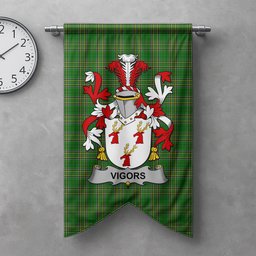 ScotsTee Shop Irish Vigors Clan Coat of Arms Irish Tartan Gonfalon Flag