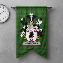 ScotsTee Shop Irish Newcomen or Newcombe Clan Coat of Arms Irish Tartan Gonfalon Flag
