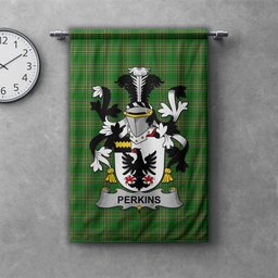 ScotsTee Shop Irish Perkins Clan Coat of Arms Irish Tartan Gonfalon Flag