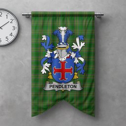 ScotsTee Shop Irish Pendleton Clan Coat of Arms Irish Tartan Gonfalon Flag