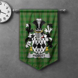 ScotsTee Shop Irish Piggott Clan Coat of Arms Irish Tartan Gonfalon Flag