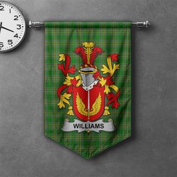 ScotsTee Shop Irish Williams Clan Coat of Arms Irish Tartan Gonfalon Flag