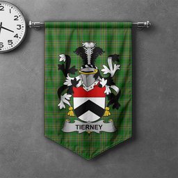 ScotsTee Shop Irish Tierney Clan Coat of Arms Irish Tartan Gonfalon Flag