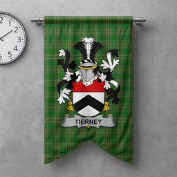 ScotsTee Shop Irish Tierney Clan Coat of Arms Irish Tartan Gonfalon Flag