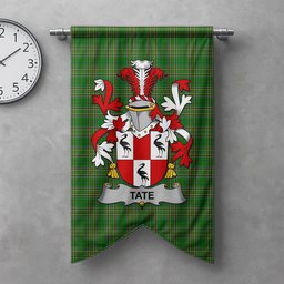 ScotsTee Shop Irish Tate Clan Coat of Arms Irish Tartan Gonfalon Flag