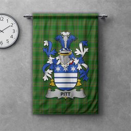 ScotsTee Shop Irish Pitt Clan Coat of Arms Irish Tartan Gonfalon Flag