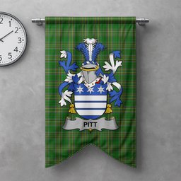 ScotsTee Shop Irish Pitt Clan Coat of Arms Irish Tartan Gonfalon Flag