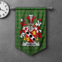 ScotsTee Shop Irish Quelch Clan Coat of Arms Irish Tartan Gonfalon Flag