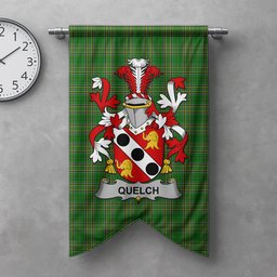 ScotsTee Shop Irish Quelch Clan Coat of Arms Irish Tartan Gonfalon Flag