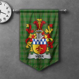 ScotsTee Shop Irish Vizer Clan Coat of Arms Irish Tartan Gonfalon Flag