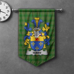 ScotsTee Shop Irish Terry Clan Coat of Arms Irish Tartan Gonfalon Flag