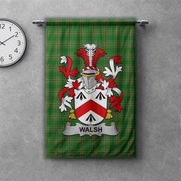 ScotsTee Shop Irish Walsh Clan Coat of Arms Irish Tartan Gonfalon Flag